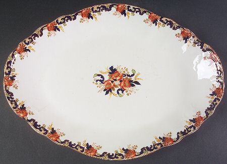 Majestic Multicolored (Scalloped) 18" Oval Serving Platter by John Maddock & Sons