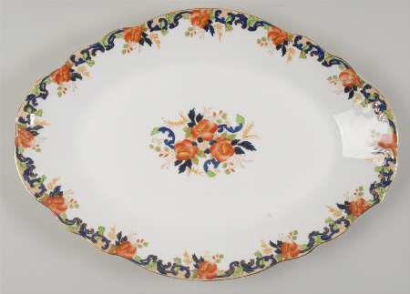 Majestic Multicolored (Scalloped) 15" Oval Serving Platter by John Maddock & Sons