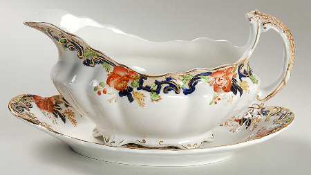 Majestic Multicolored (Scalloped) Gravy Boat & Underplate/Relish