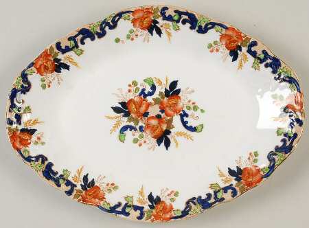 Majestic Multicolored (Scalloped) 10" Oval Serving Platter by John Maddock & Sons