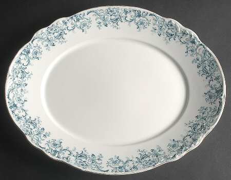 Meredith Blue Green 15" Oval Serving Platter