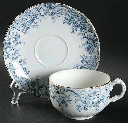 Meredith Blue Green Flat Cup & Saucer Set