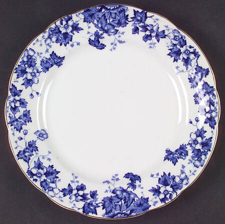 Oakland Blue (Scalloped, Gold Trim) Luncheon Plate