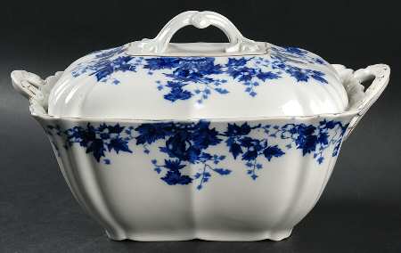 Oakland Blue (Scalloped, Gold Trim) Tureen &  Lid