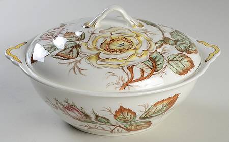 Old Rose Round Covered Vegetable by John Maddock & Sons