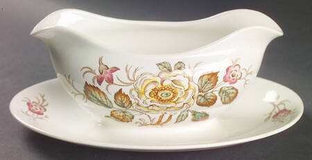 Old Rose Gravy Boat with Attached Underplate
