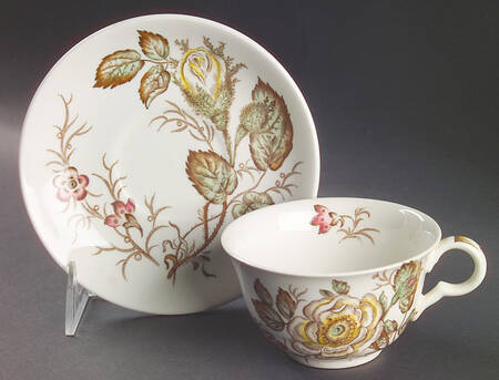 Old Rose Flat Cup & Saucer Set by John Maddock & Sons