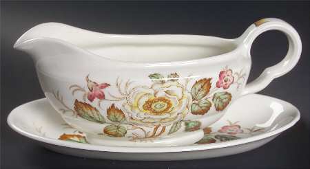 Old Rose Gravy Boat & Underplate by John Maddock & Sons
