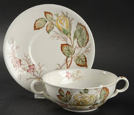 Old Rose Flat Cream Soup Bowl & Saucer Set