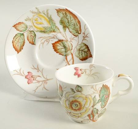 Old Rose Flat Demitasse Cup & Saucer Set by John Maddock & Sons