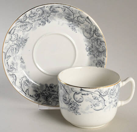Rococo Blue Flat Cup & Saucer Set