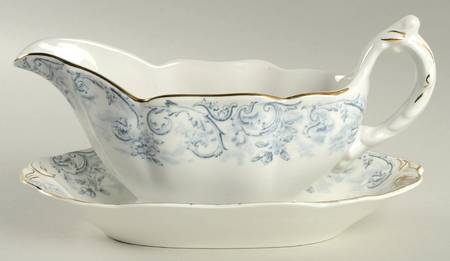 Rococo Blue Gravy Boat & Underplate