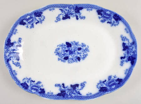 Roseville (Flow Blue) 14" Oval Serving Platter
