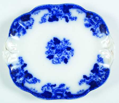 Roseville (Flow Blue) Square Handled Cake Plate