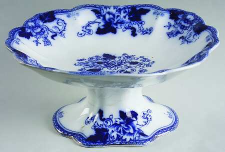 Roseville (Flow Blue) Round Compote (Height X Width)