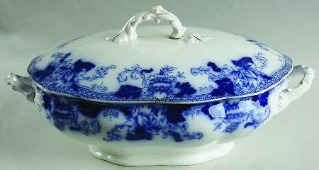 Roseville (Flow Blue) Oval Covered Vegetable