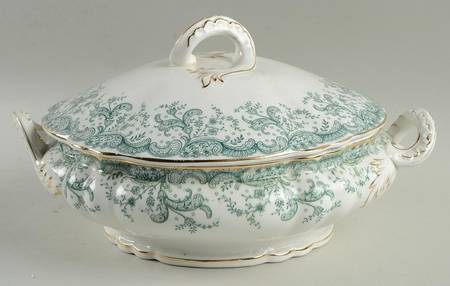 Seville Green (Gold Trim) Round Covered Vegetable