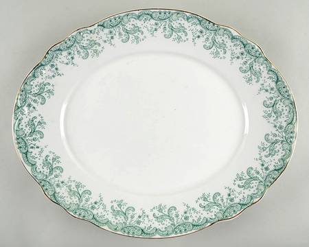 Seville Green (Gold Trim) 15" Oval Serving Platter