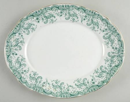 Seville Green (Gold Trim) 12" Oval Serving Platter