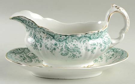 Seville Green (Gold Trim) Gravy Boat & Underplate/Relish