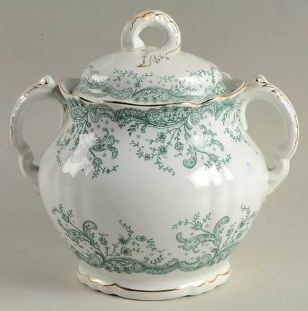 Seville Green (Gold Trim) Sugar Bowl & Lid