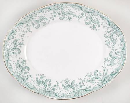 Seville Green (Gold Trim) 10" Oval Serving Platter