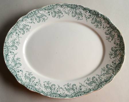 Seville Green (Gold Trim) 14" Oval Serving Platter