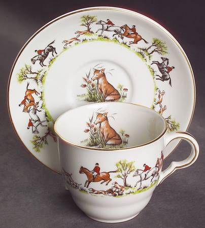 Tally Ho Flat Cup & Saucer Set
