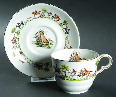 Tally Ho Flat Cup & Saucer Set