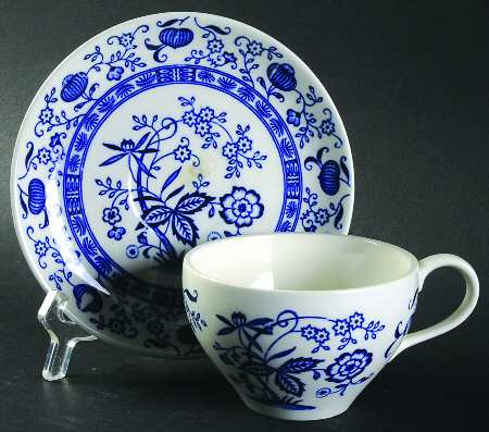 Blue Onion Flat Cup & Saucer Set