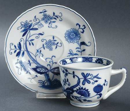 Blue Onion Footed Cup & Saucer Set