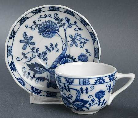 Blue Onion Flat Demitasse Cup & Saucer Set