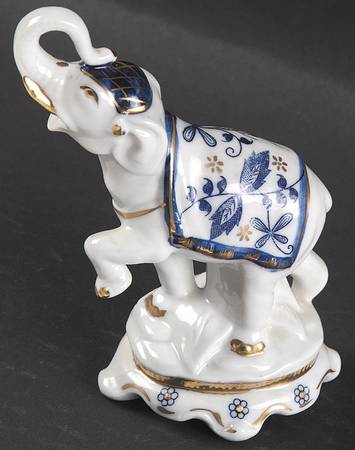 Blue Onion Elephant Figurine