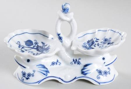 Blue Onion Twin Salt Dip W/Center Handle