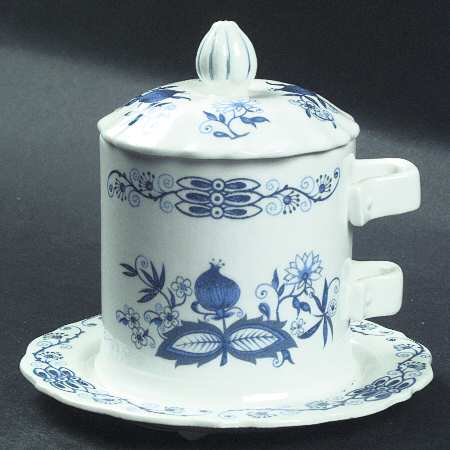 Blue Onion Bone Jam/Jelly & Lid W/Underplate