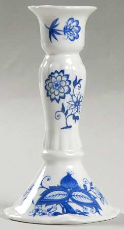 Blue Onion Bone Tall Candlestick