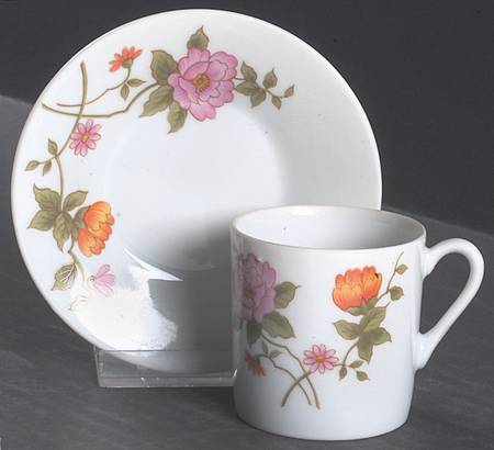 Flower Garden Flat Demitasse Cup & Saucer Set