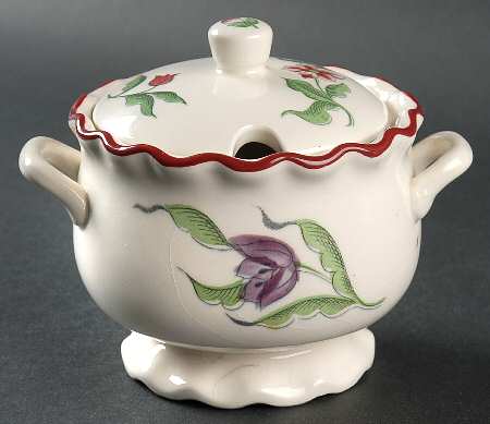 French Bouquet Sugar Bowl & Lid