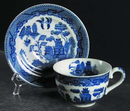Willow Blue Flat Cup & Saucer Set