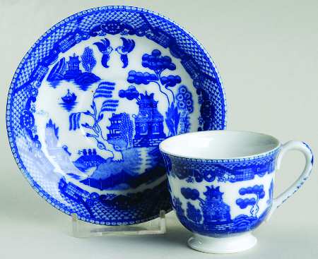 Willow Blue Footed Demitasse Cup & Saucer Set