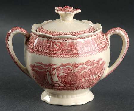 American Marine Pink (Scalloped) Sugar Bowl & Lid
