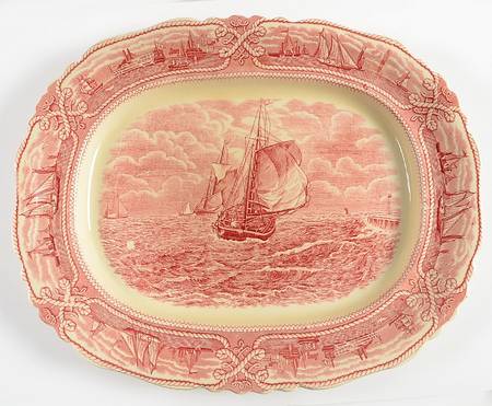 American Marine Pink (Scalloped) 12" Oval Serving Platter