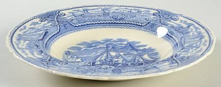 American Marine Blue (Scalloped) Rim Soup Bowl