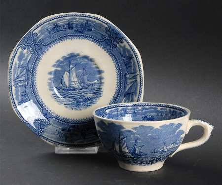 American Marine Blue (Scalloped) Oversized Cup & Saucer Set