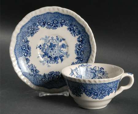 Ascot Blue Flat Cup & Saucer Set