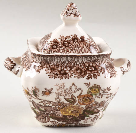 Ascot Brown Multicolor Sugar Bowl & Lid