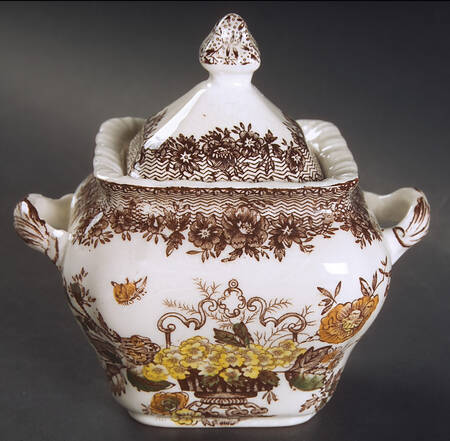 Ascot Brown Multicolor Sugar Bowl & Lid