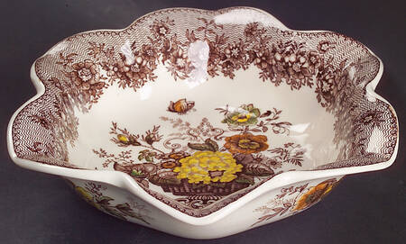 Ascot Brown Multicolor Round Fluted Dessert Bowl