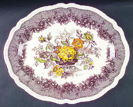 Ascot Brown Multicolor 15" Oval Serving Platter