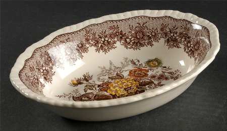 Ascot Brown Multicolor 8" Oval Vegetable Bowl